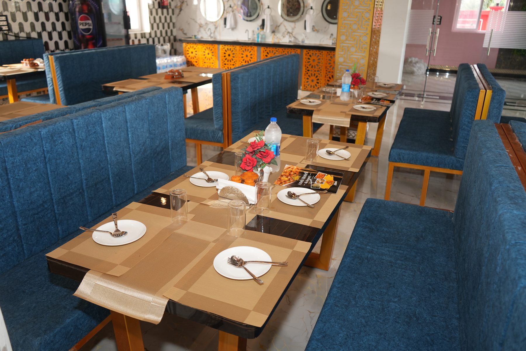 Restaurant booth seating area